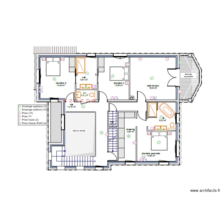 LAJDEL-PLAN ELECTRIQUE-R+1. Plan de 0 pièce et 0 m2