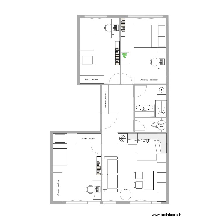 Aulnay projet Papa. Plan de 6 pièces et 39 m2