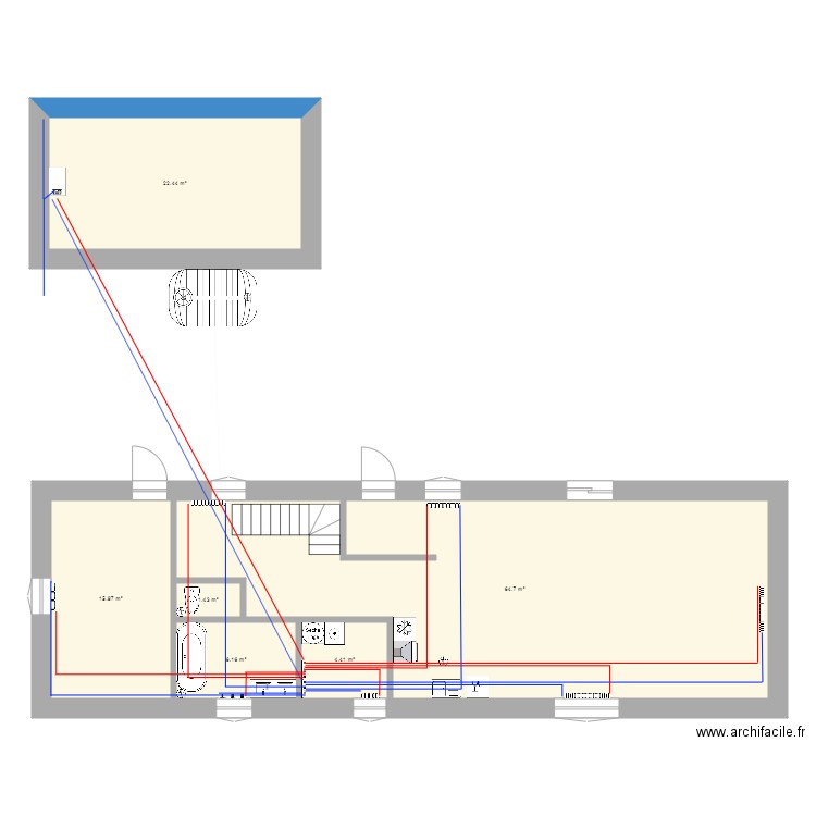 maison plomberie chauffage centrale. Plan de 0 pièce et 0 m2