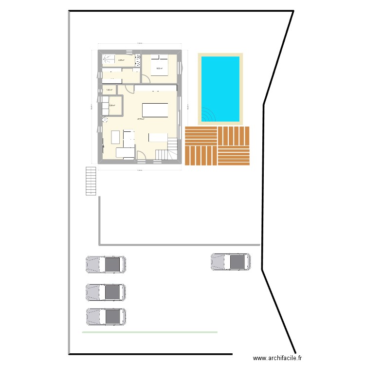 20-10 en long cuisine au fond. Plan de 13 pièces et 212 m2