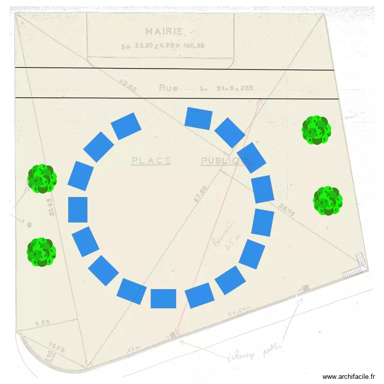 Place de la Mairie. Plan de 