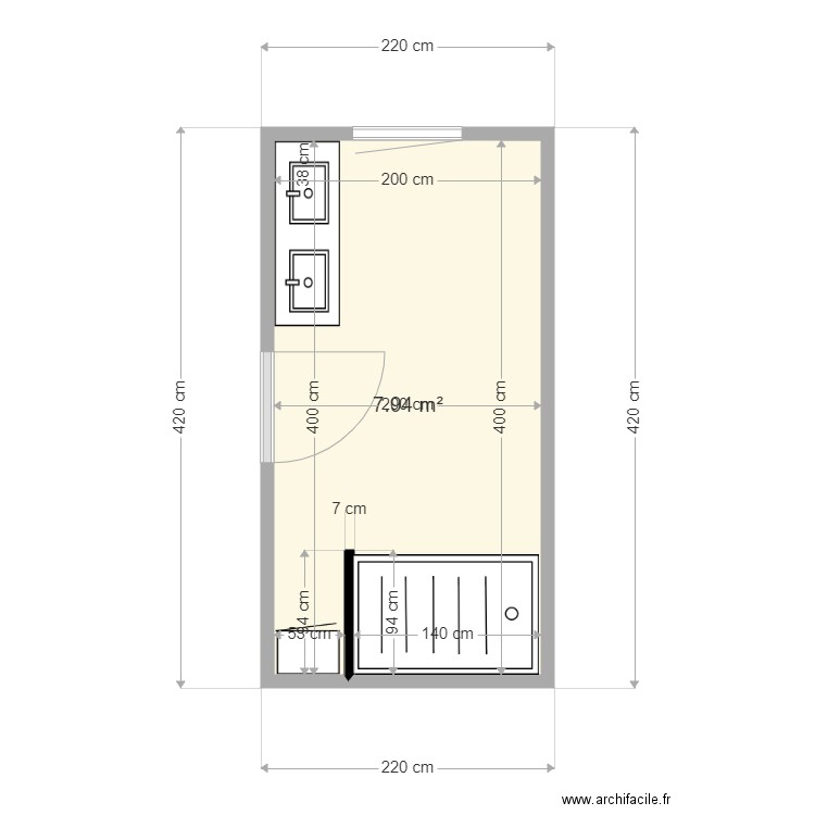 douche italienne. Plan de 0 pièce et 0 m2