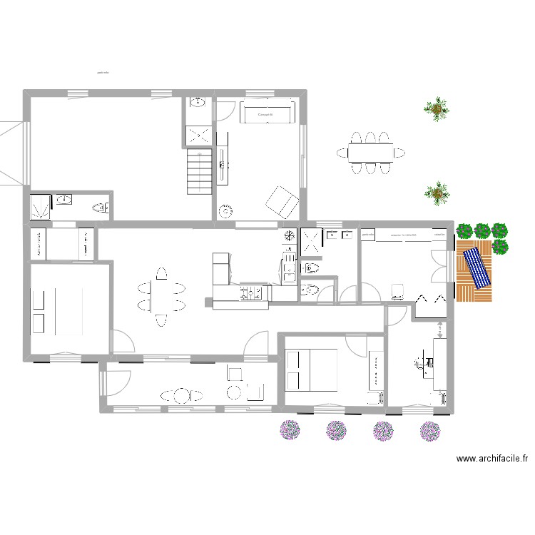 projet A. Plan de 8 pièces et 84 m2