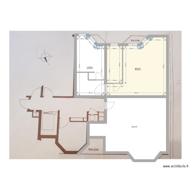 mechin. Plan de 3 pièces et 97 m2