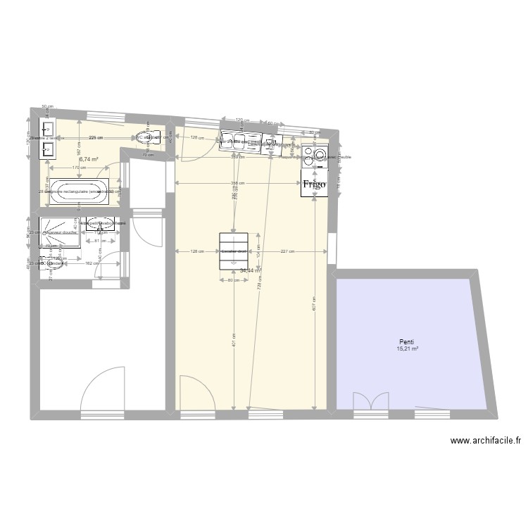Villneuve2021. Plan de 3 pièces et 56 m2