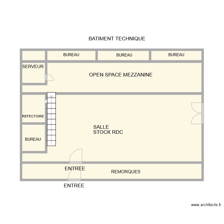 BAT TECHNIQUE ACT. Plan de 10 pièces et 48 m2