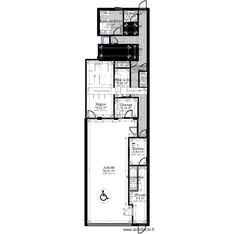 Malakoff 2 projet V2 ArL fr JoD pl2. Plan de 23 pièces et 182 m2