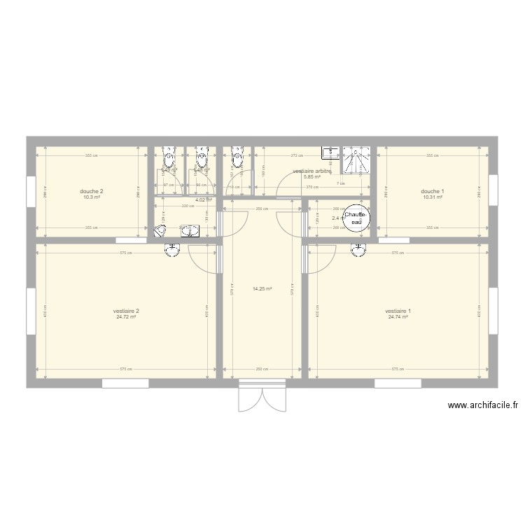 Vestiaires 2. Plan de 0 pièce et 0 m2