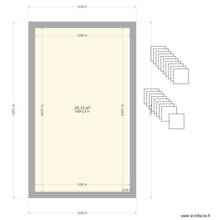 atelier sol 2023. Plan de 1 pièce et 25 m2