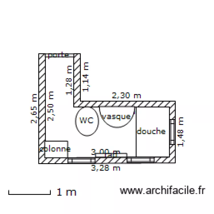 salle d'eau. Plan de 