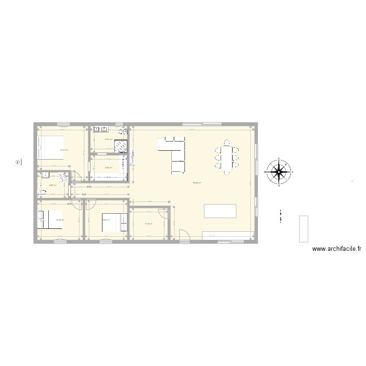 pedinielli è. Plan de 8 pièces et 136 m2