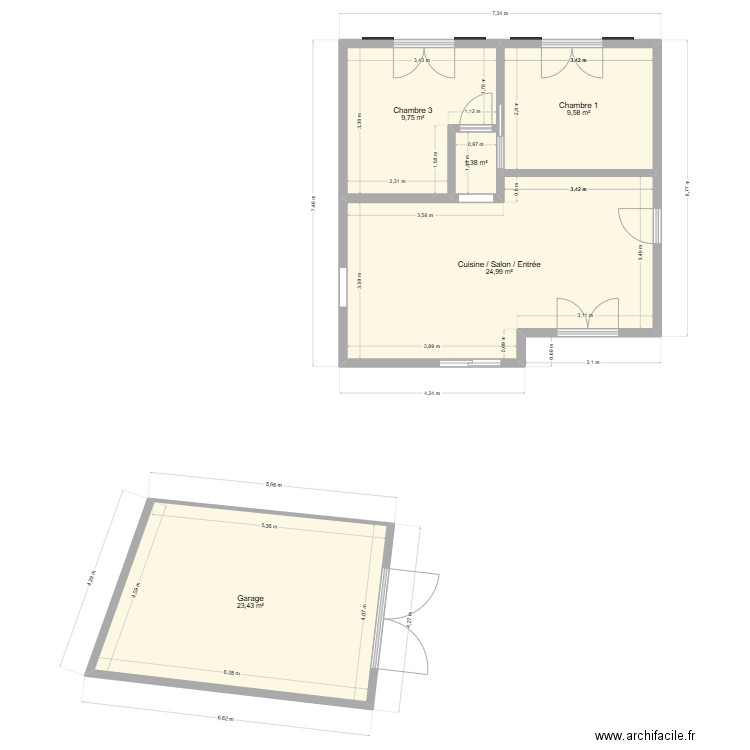 Maison Thomas. Plan de 5 pièces et 69 m2