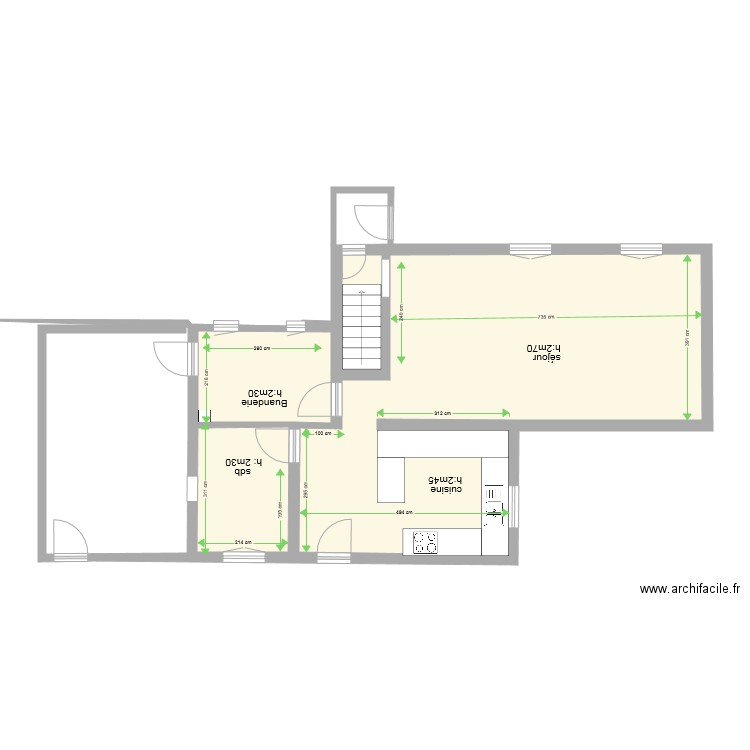 plan rdc avec modif extension. Plan de 0 pièce et 0 m2