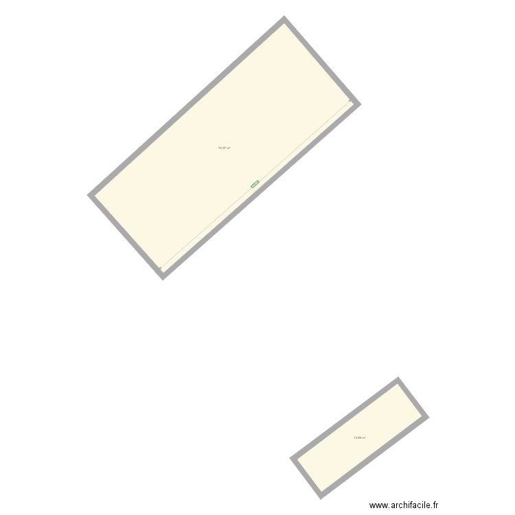 courcelles. Plan de 2 pièces et 86 m2