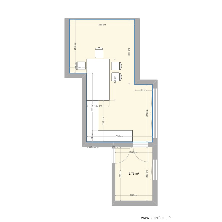 cuisine 02. Plan de 2 pièces et 28 m2