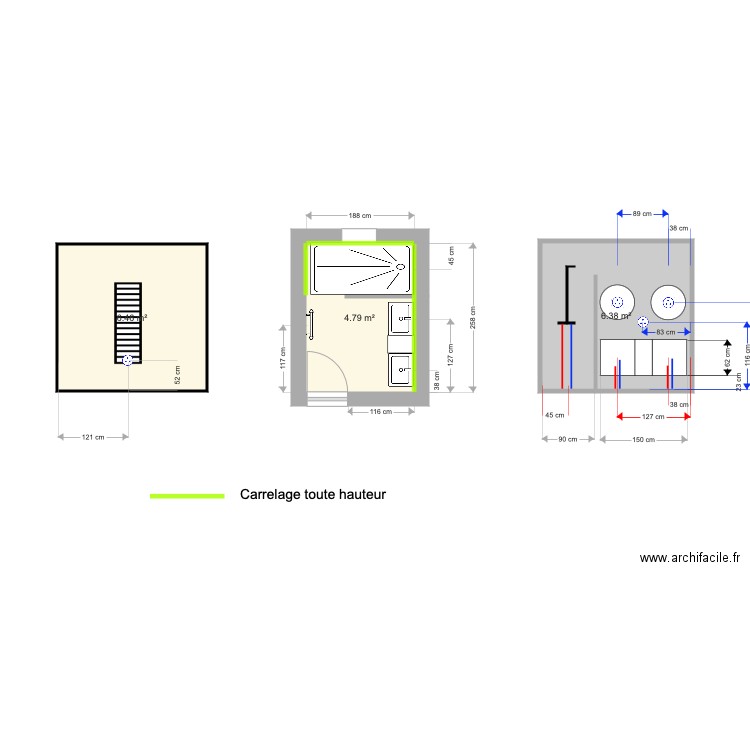 salle de bain  1 sud. Plan de 0 pièce et 0 m2