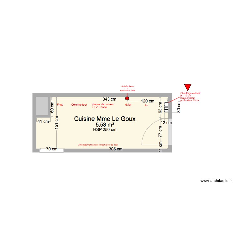 Cuisine Le Goux. Plan de 0 pièce et 0 m2