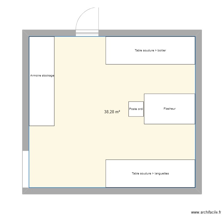 Post-Prod. Plan de 1 pièce et 38 m2