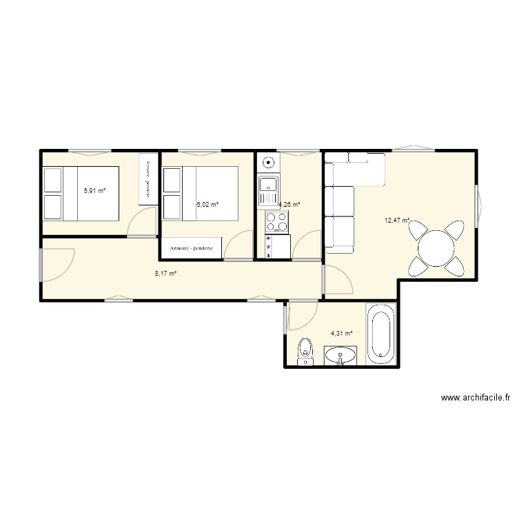 duque de sesto 12 - meublé. Plan de 6 pièces et 41 m2