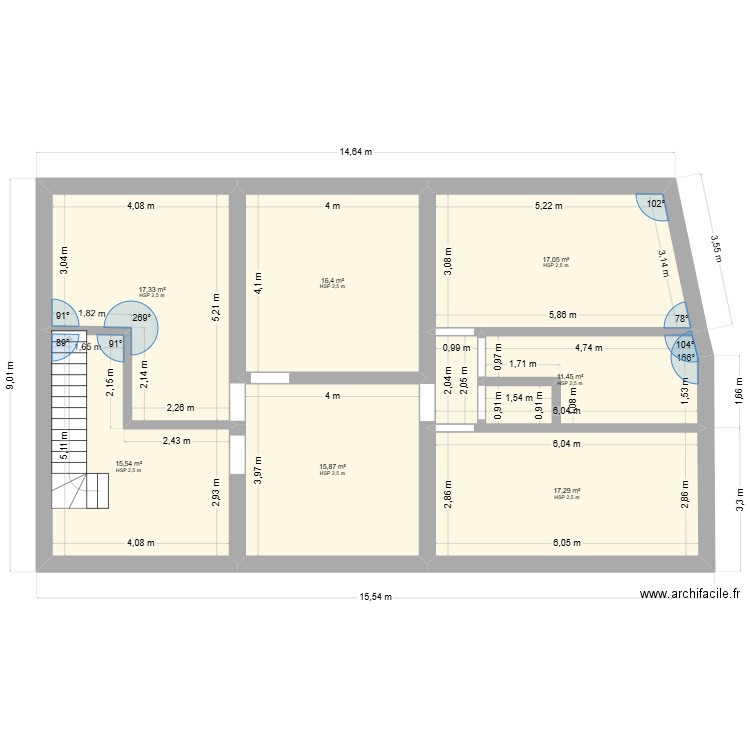 kot 12. Plan de 11 pièces et 366 m2