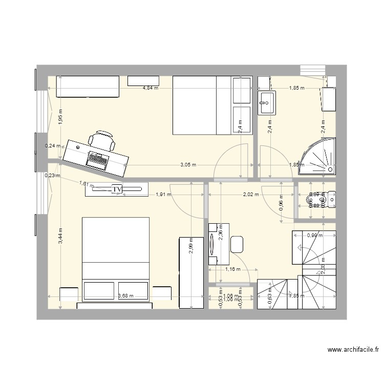2ème étage chambres et SDB. Plan de 0 pièce et 0 m2