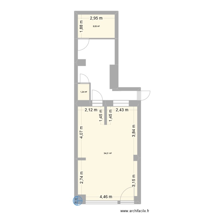 40 Edouard Vaillant. Plan de 3 pièces et 41 m2
