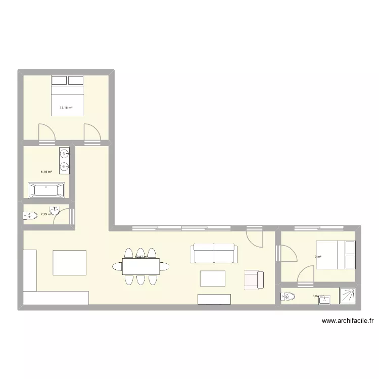 MAISON1. Plan de 6  et 84 m²