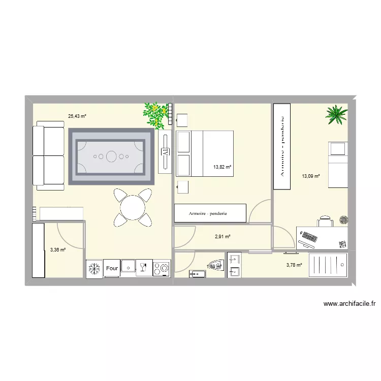 Arnaud paradis 11. Plan de 7  et 64 m²