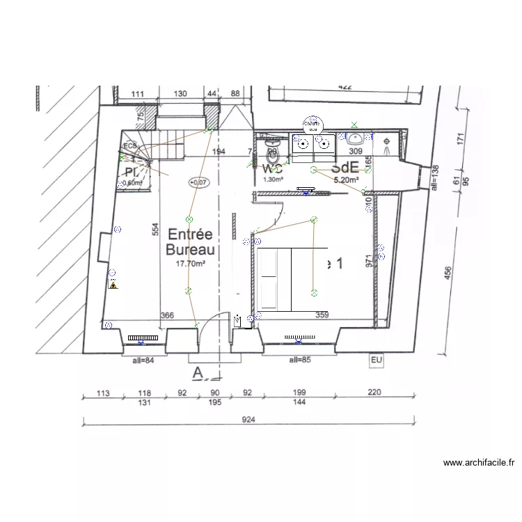 chambre entr&eacute;e. Plan de 