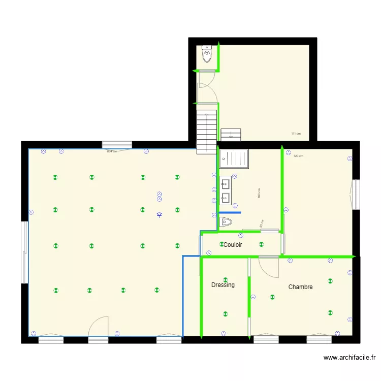 Maison La Destrousse 1 R&eacute;seau de prises. Plan de 