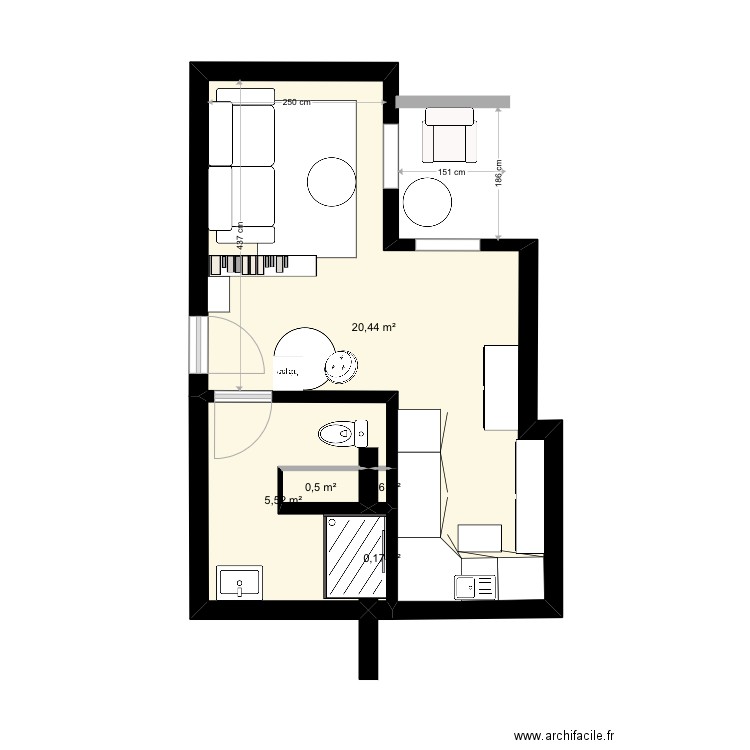 Lyon8. Plan de 5 pièces et 27 m2