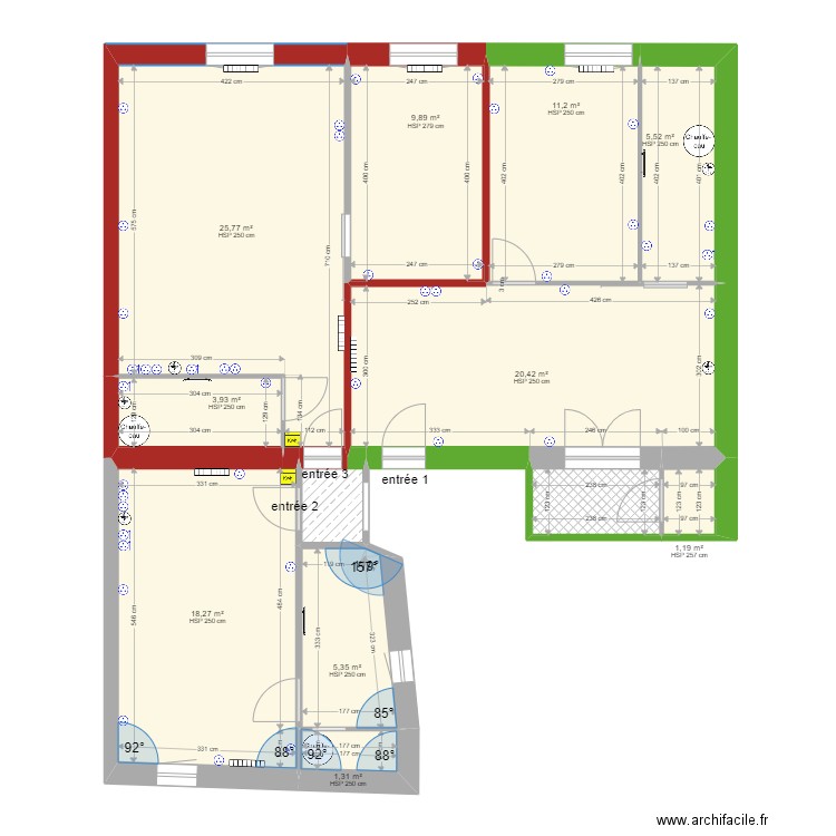 43 République R+2 plan elec. Plan de 12 pièces et 107 m2