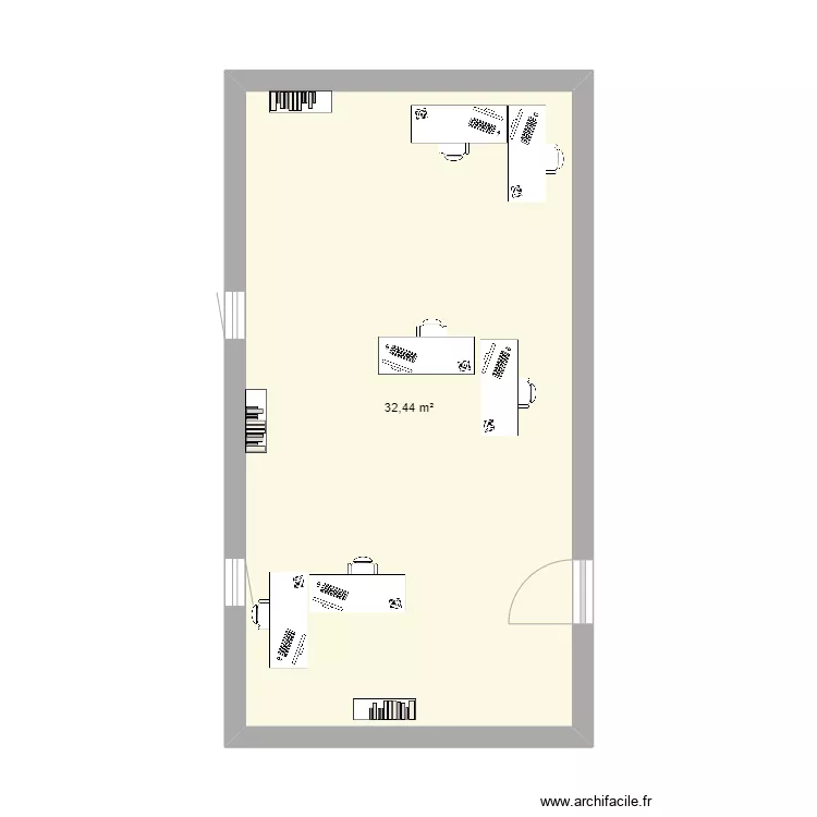 bureau 3 personnes. Plan de 