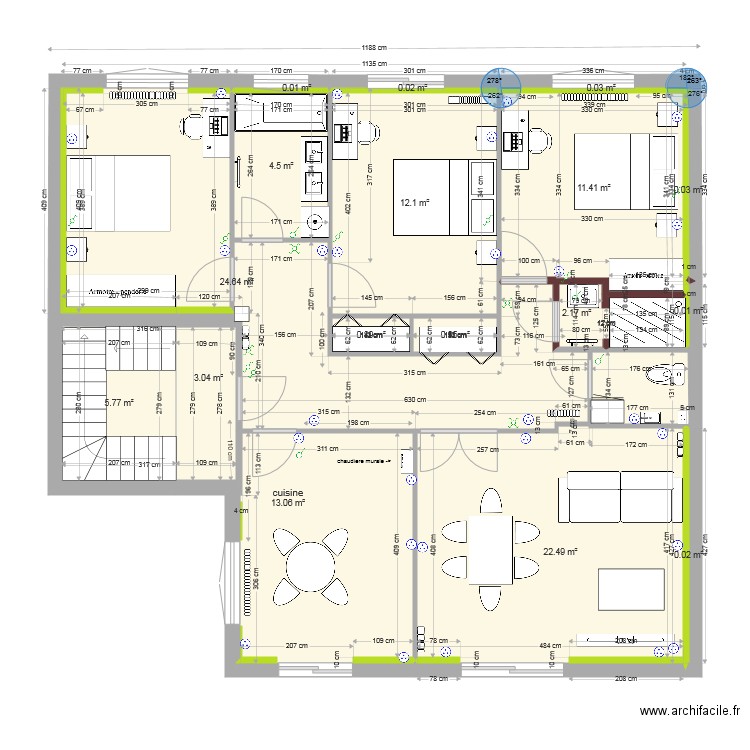 fusain original etage sans cuisine equipée. Plan de 0 pièce et 0 m2