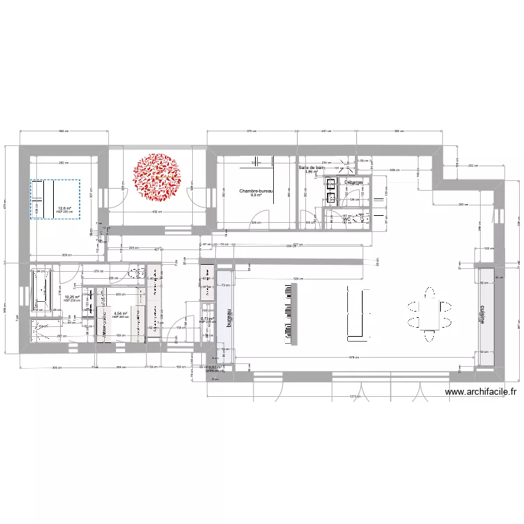 PLAN4B-4JUIN-B&eacute;ton+ WC-CHANGEMENT CHAMBRE ET SDB -sans ouverture NORD-1 juin -134m2. Plan de 