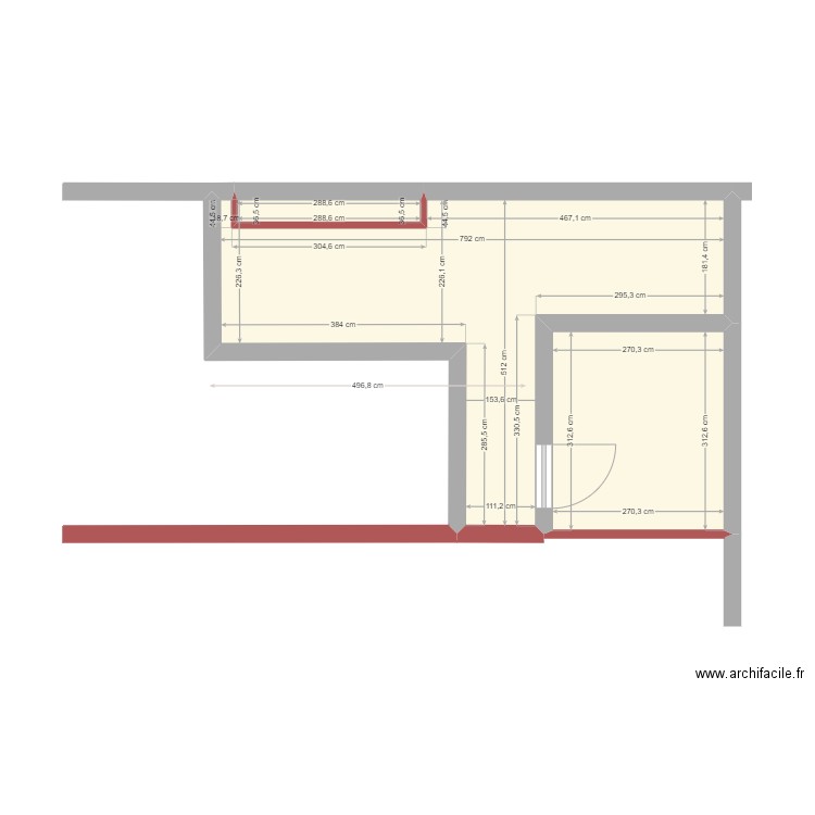 Plan Coursive. Plan de 3 pièces et 28 m2