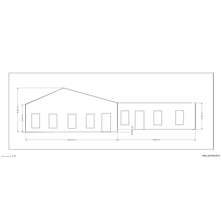 facade sud. Plan de facade sud. Plan de