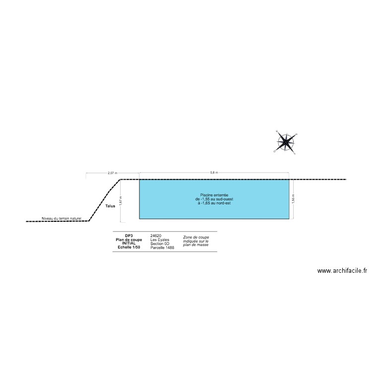 Plan de coupe initial. Plan de 0 pièce et 0 m2