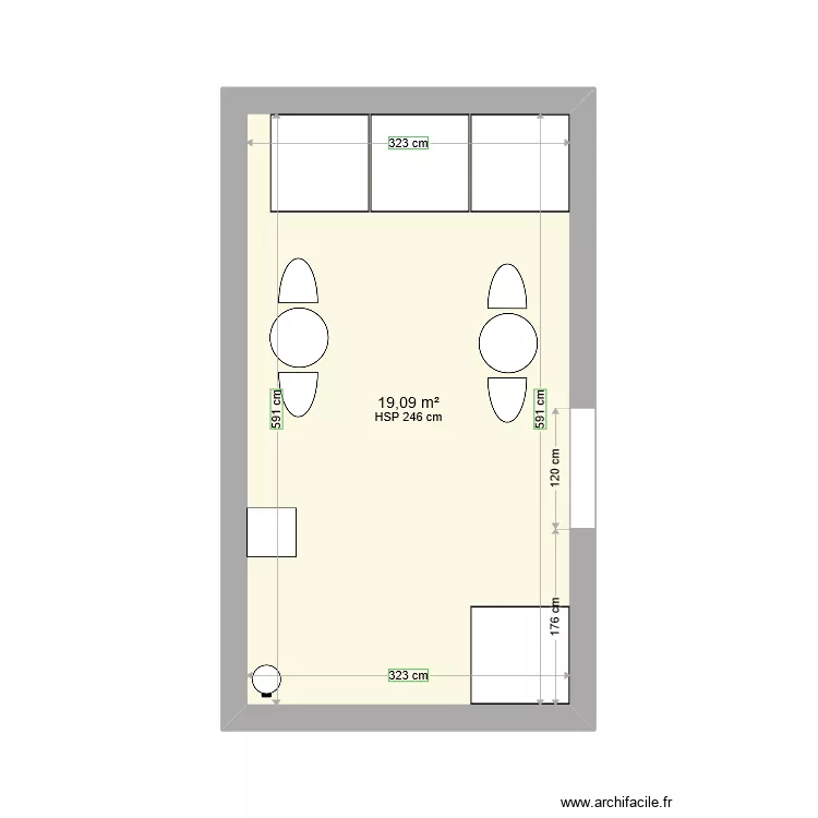 Salle de repos. Plan de 