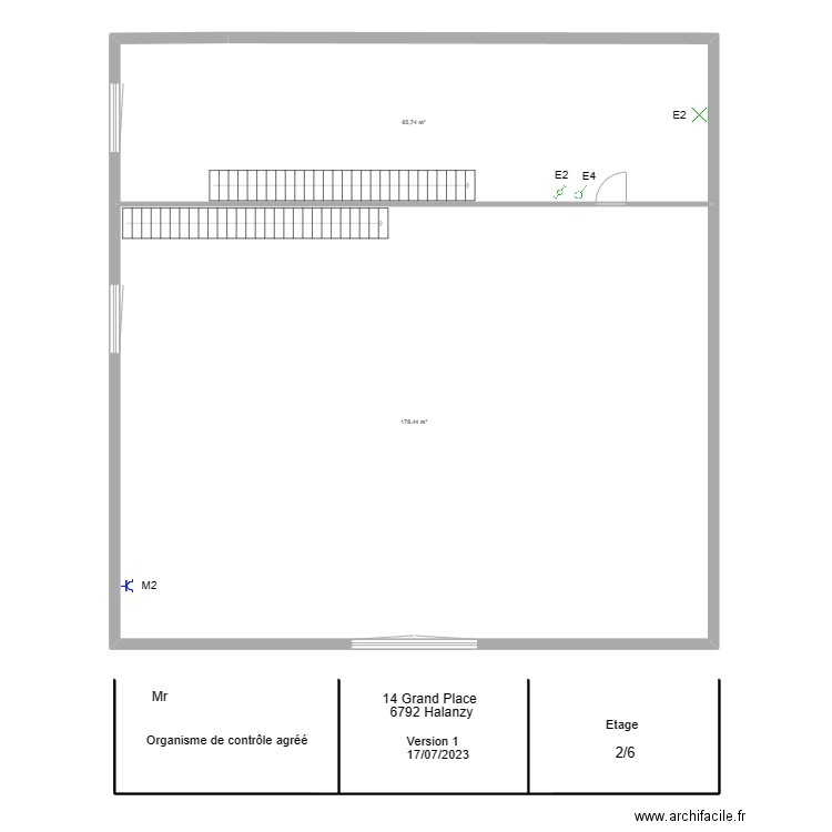 Etage Dorian. Plan de 2 pièces et 244 m2