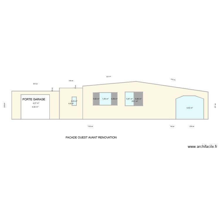 facade ouest avant rénovation. Plan de 0 pièce et 0 m2