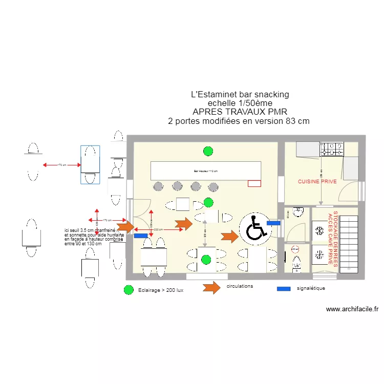 L ESTAMINET  SARL BADR apr&egrave;s travaux. Plan de 