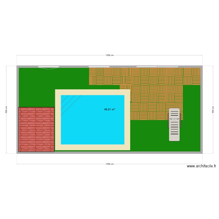 jardin arriere. Plan de 1 pièce et 50 m2