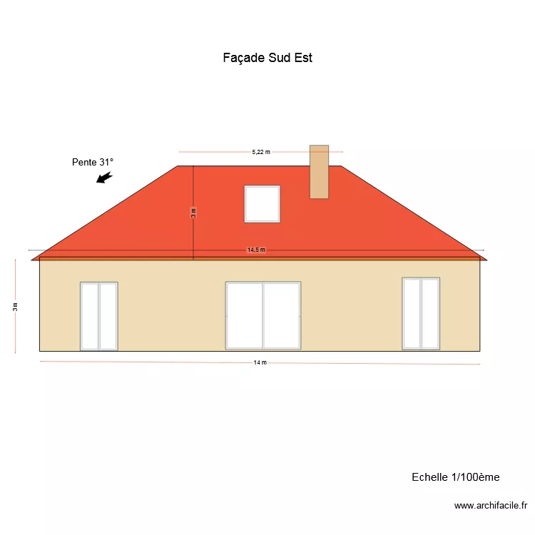 façade Sud. Plan de façade Sud. Plan de