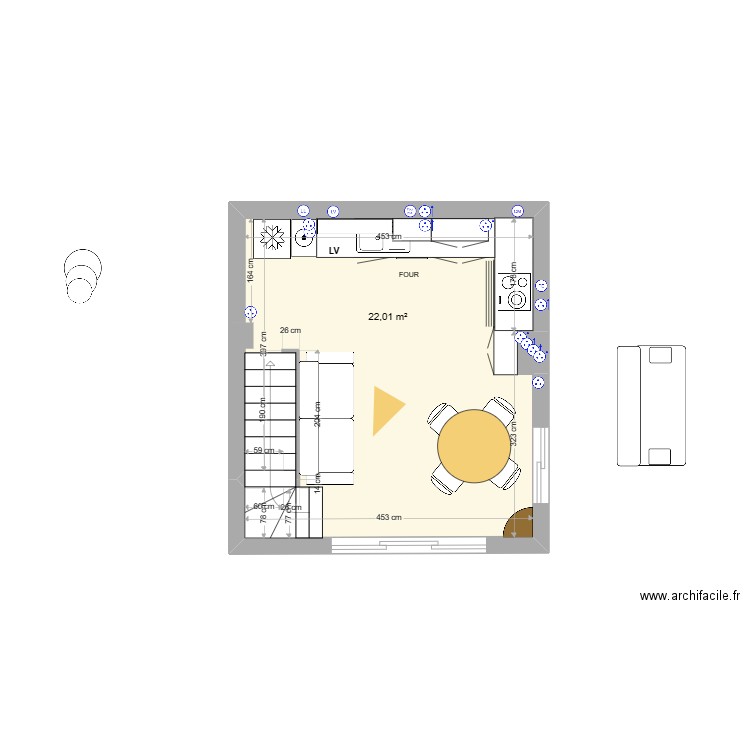 Abbartello RDC def . Plan de 1 pièce et 22 m2