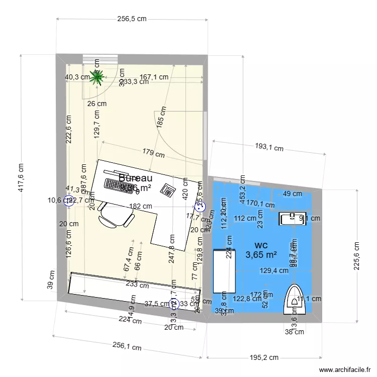 Bureau WC. Plan de Bureau WC. Plan de
