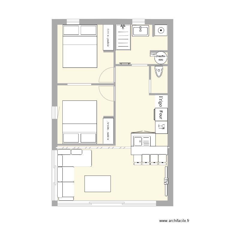 villa cap meuble. Plan de 6 pièces et 40 m2