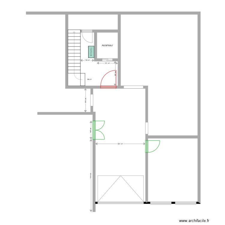 CLOISON RF ASCENCEUR CUISINE    V4. Plan de 0 pièce et 0 m2