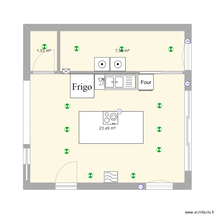 PLAN CUISINE. Plan de 3 pièces et 32 m2