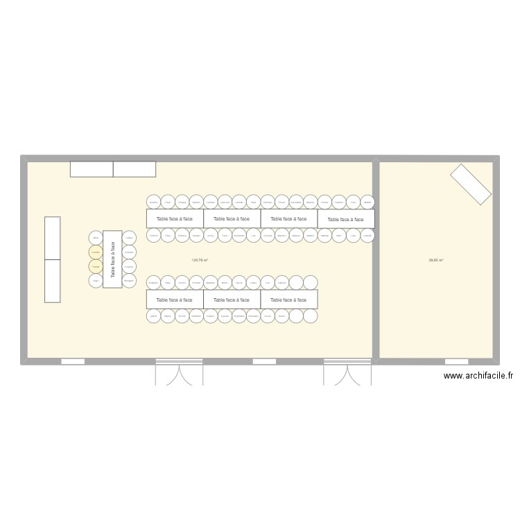 Plan de table. Plan de 2 pièces et 161 m2